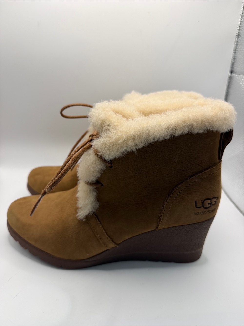 UGG Jeovana Wedge Chestnut Booties